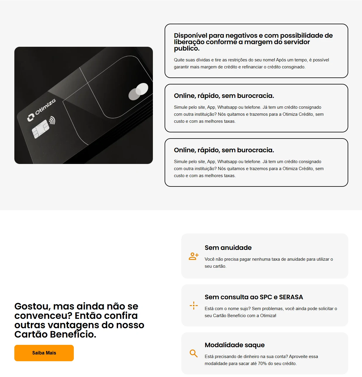 Otimiza Crédito - Cartão Benefício e vantagens